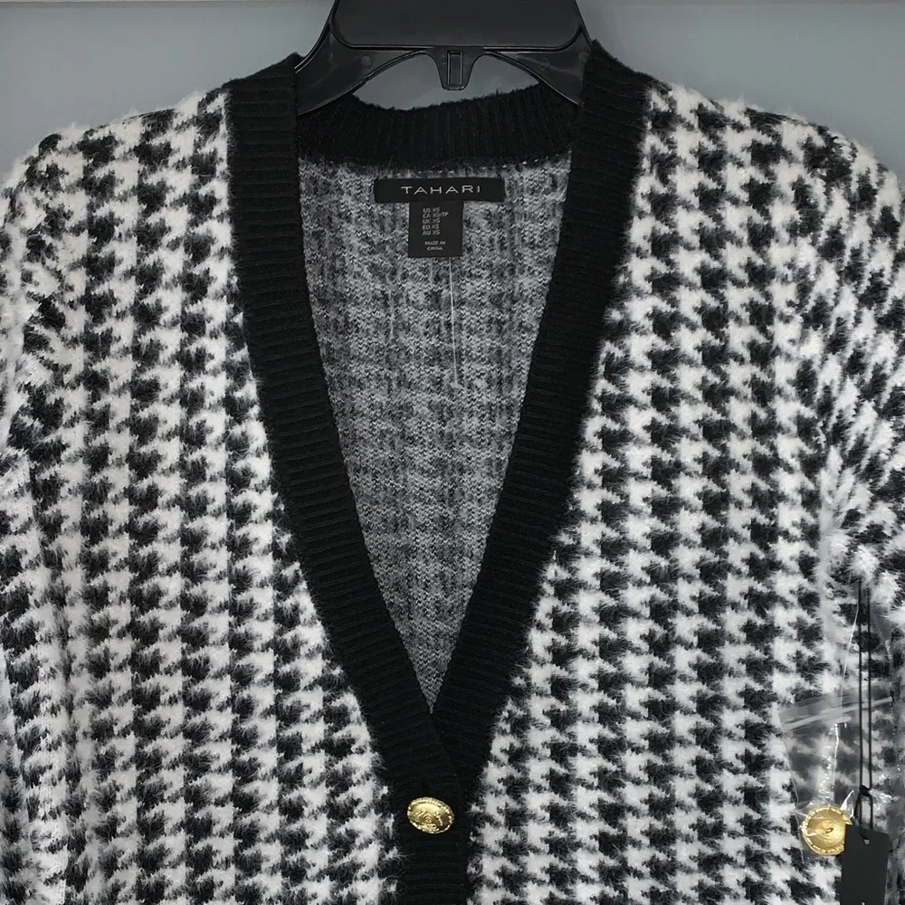 Tahari Black and White Houndstooth Sweater - Picture 4 of 5